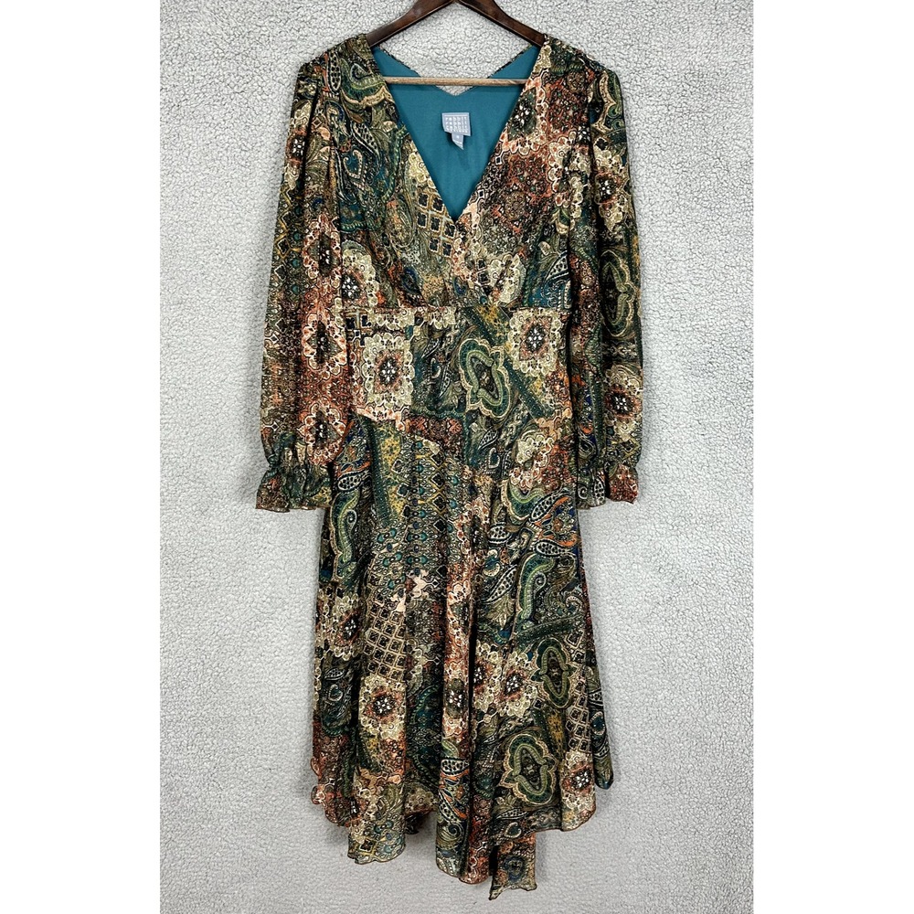 Rabbit  Designs 16 Paisley Patchwork Midi Dress Boho Whimsigoth‎ Fairy Grunge